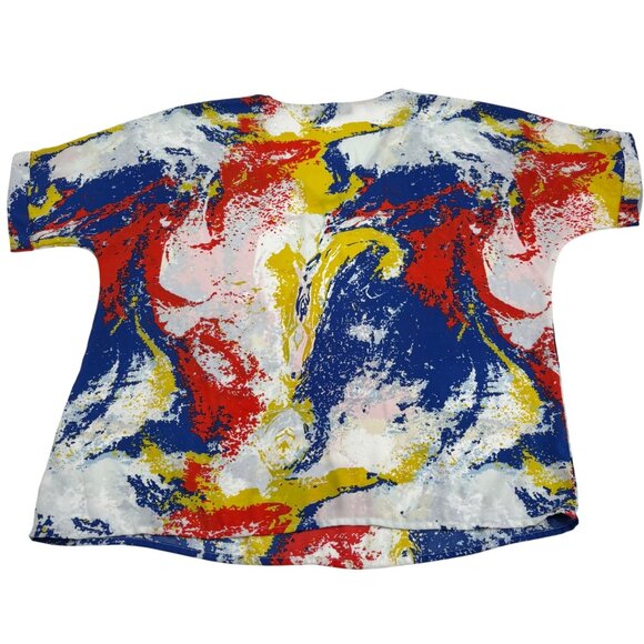 New York & Company Abstract Print T-Shirt Large Short Sleeves Colorful Pullover - Picture 5 of 5